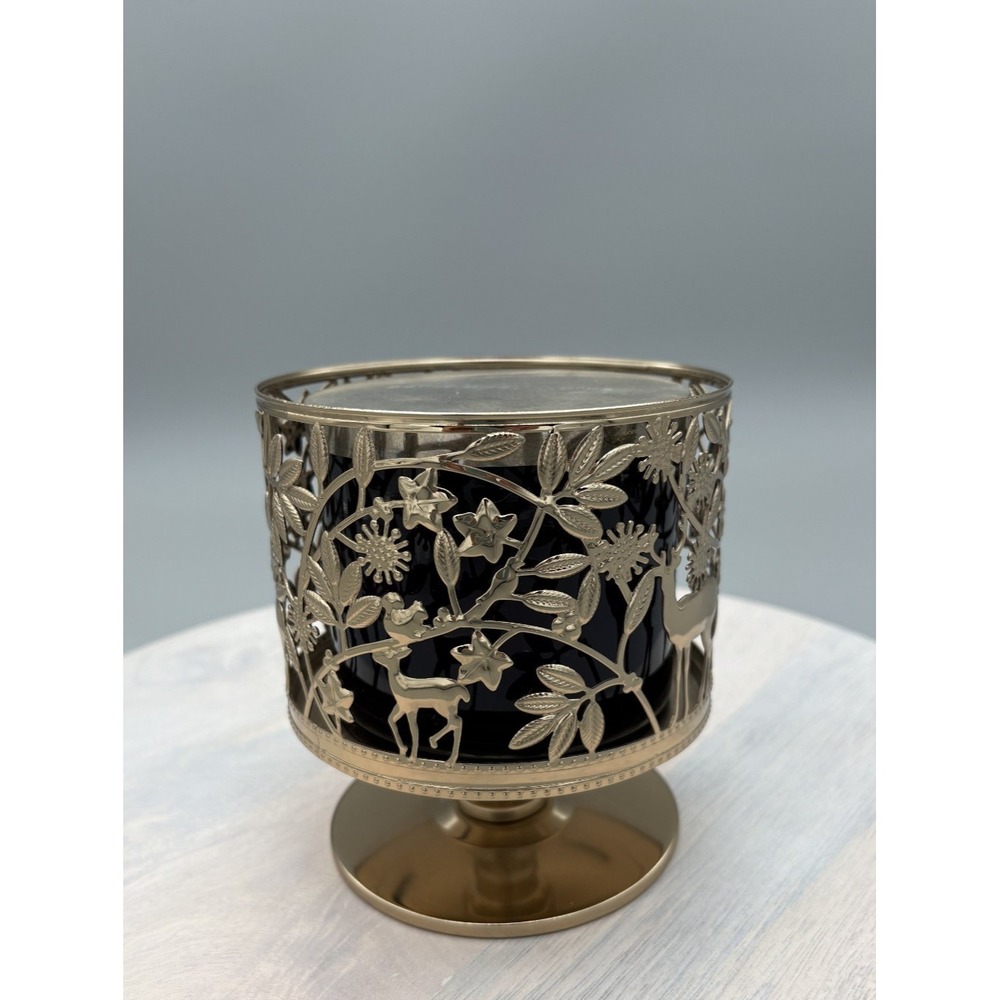 BBW candle & Holder White Barn Black Cherry Merlot Wick‎ Scented